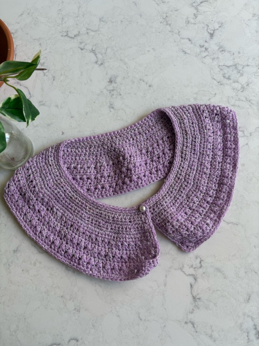 Handmade Crocheted Lavender Detachable Peter Pan Collar
